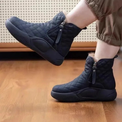 Lidia - Wzorzyste Buty Zimowe z Zamkiem Damskie