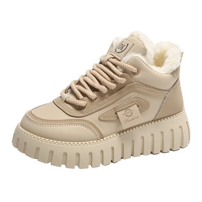Dagmara - Wysokie Buty Zimowe z Nadrukiem Logotypu Damskie