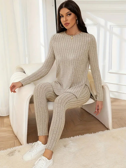 Dominika - Komplet damski 2-częściowy prążkowany - Wygodny i stylowy design
