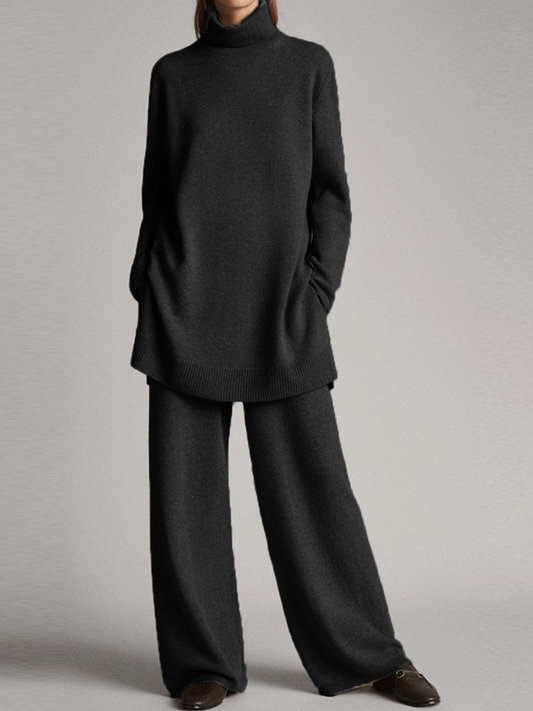 Grażyna | Dwuczęściowy zestaw lounge z wysokim kołnierzem damski