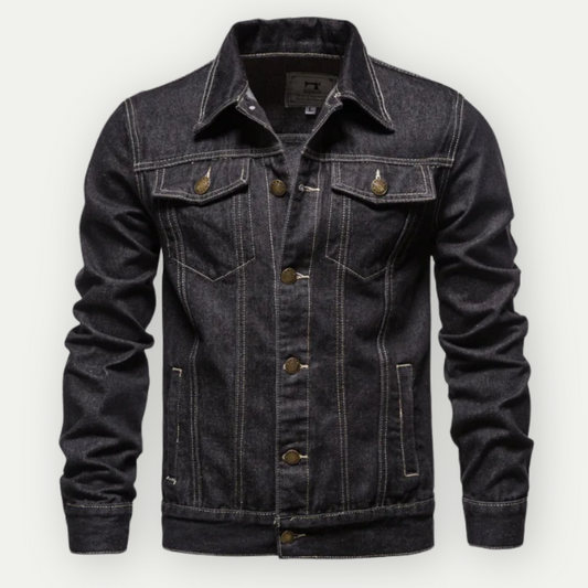 Mateusz | Kurtka męska jesień wytrzymała i stylowa z denimu o kroju trucker