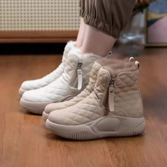 Lidia - Wzorzyste Buty Zimowe z Zamkiem Damskie