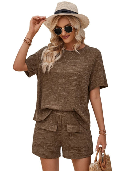 Marzena - Komplet damski 2-częściowy - Casualowy i wygodny top i szorty