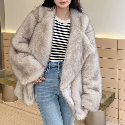 Karolina Fluffy Wiosenny Płaszcz – Modny i Stylowy