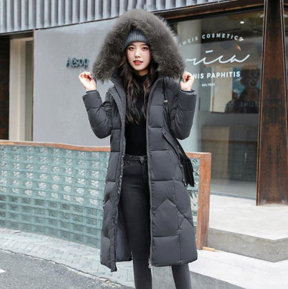 Joanna | Długa zimowa pikowana kurtka damska
