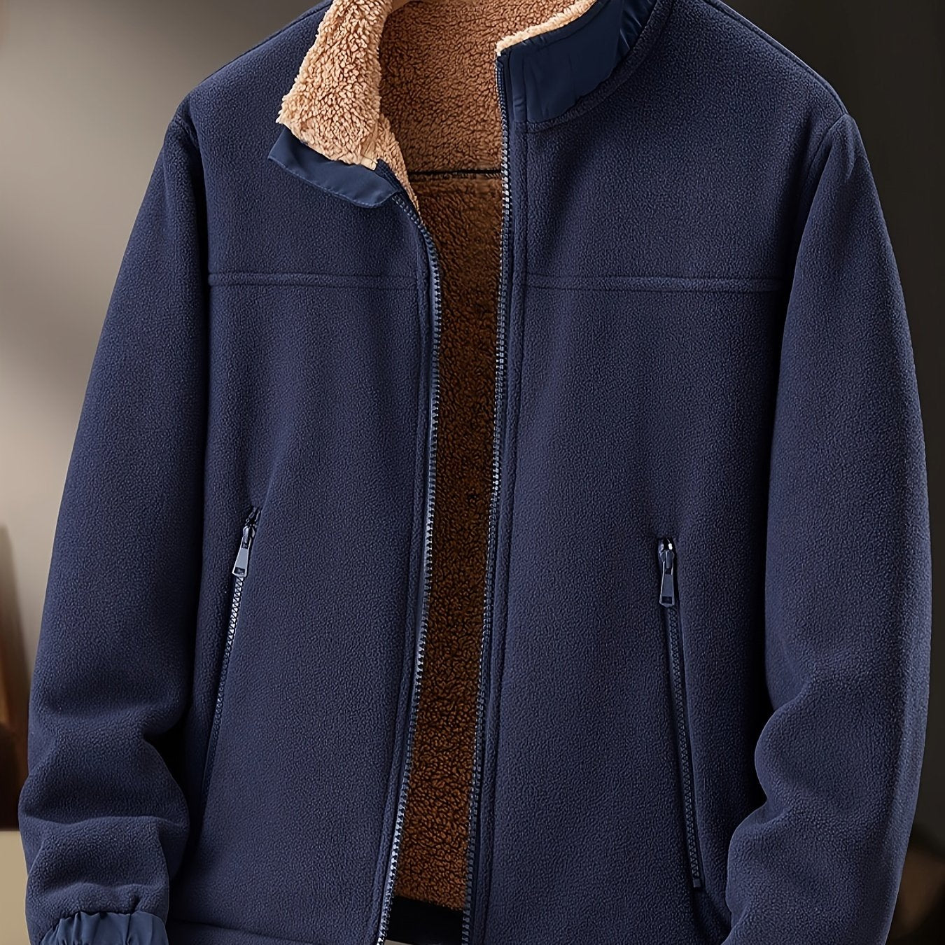 Tymon | Polarowa bluza męska z podszewką i zamkiem