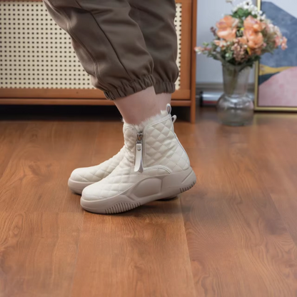 Lidia - Wzorzyste Buty Zimowe z Zamkiem Damskie