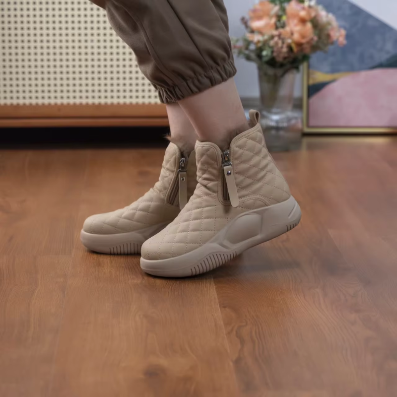 Lidia - Wzorzyste Buty Zimowe z Zamkiem Damskie