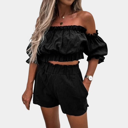 Karolina - Komplet damski letni - Lekkie szorty i top, modny wybór na lato