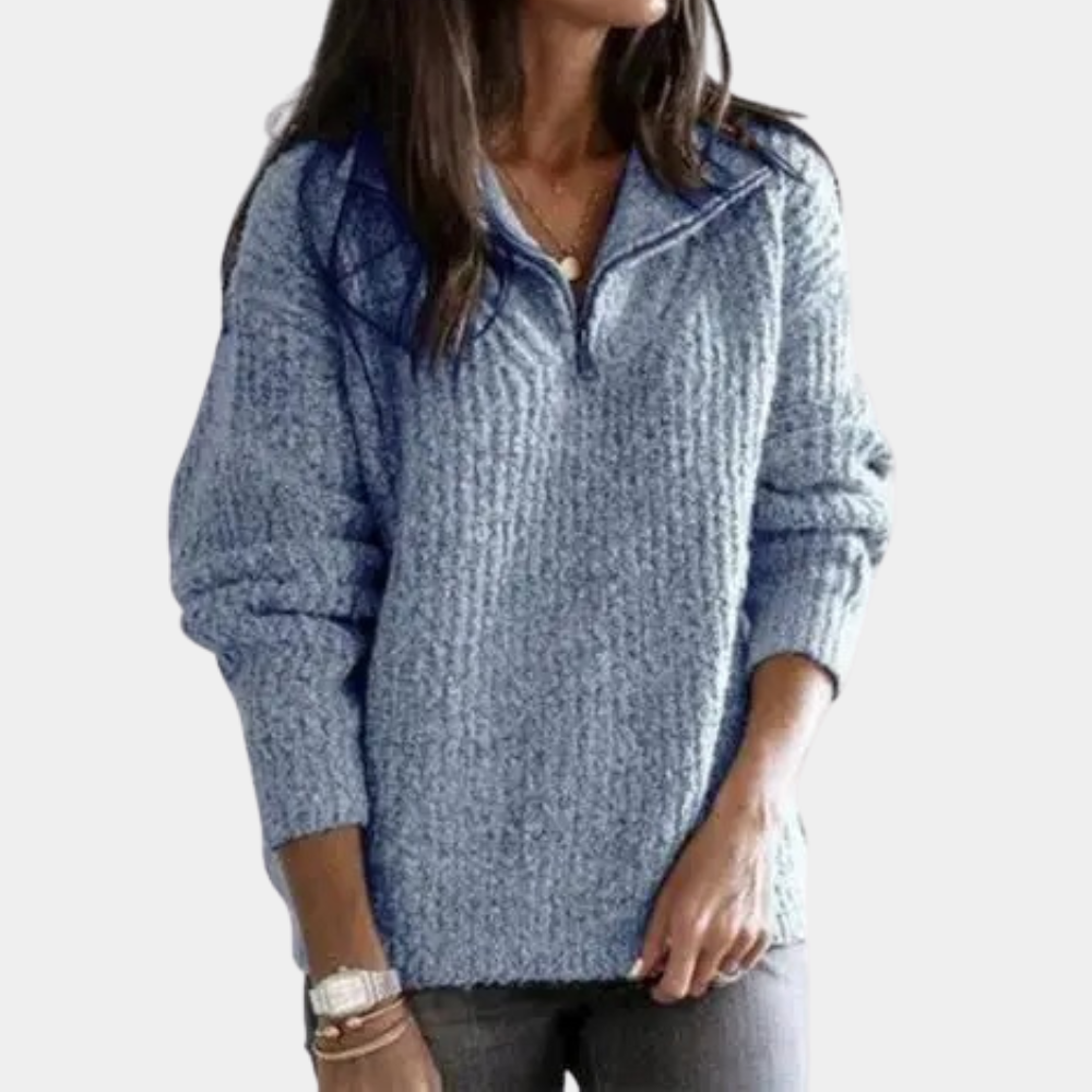 Adrianna - Elegancki Sweter Damski z Półzamkiem