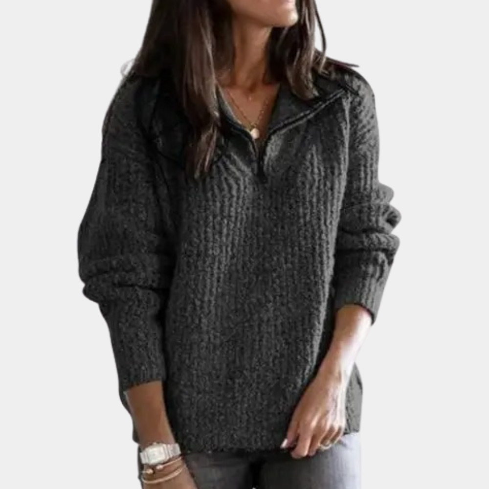 Adrianna - Elegancki Sweter Damski z Półzamkiem