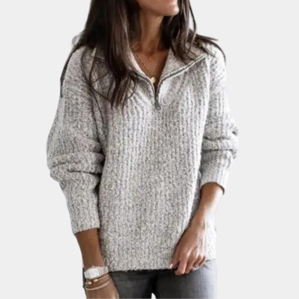Adrianna - Elegancki Sweter Damski z Półzamkiem
