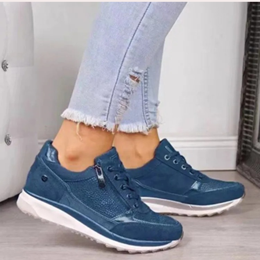 Julia | Błyszczące sneakersy damskie jesień z zamkiem