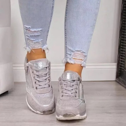 Julia | Błyszczące sneakersy damskie jesień z zamkiem