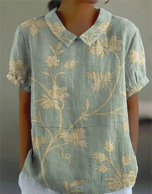 Weronika | Vintage’owa bluzka damska z kwiatowym nadrukiem