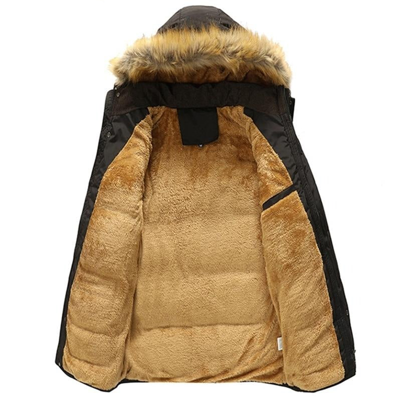 Lucjan | Kurtka zimowa męska z kapturem i futrzanym kołnierzem
