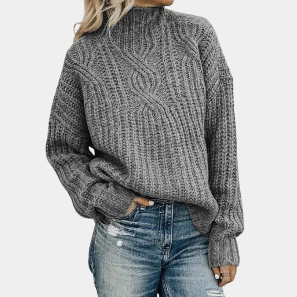 Celina | Gruby sweter damski jesień z golfem oversize