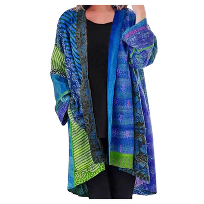 Noemi | Długi kardigan damski jesień patchwork