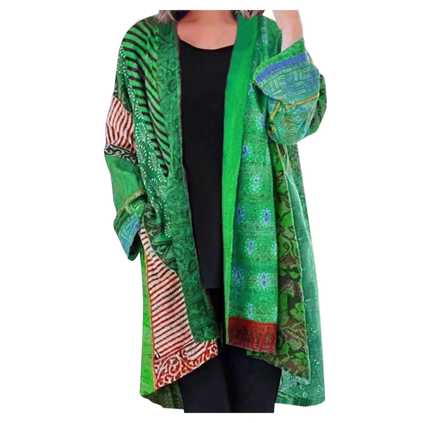 Noemi | Długi kardigan damski jesień patchwork