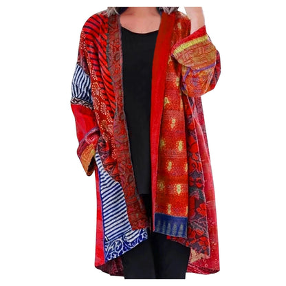 Noemi | Długi kardigan damski jesień patchwork