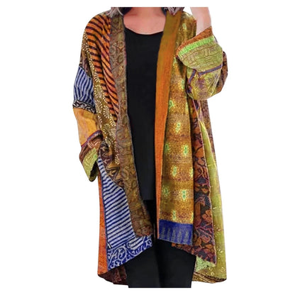 Noemi | Długi kardigan damski jesień patchwork