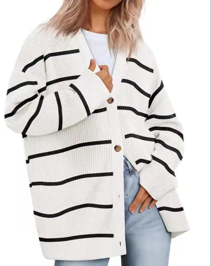 Elwira | Kardigan damski oversize w paski