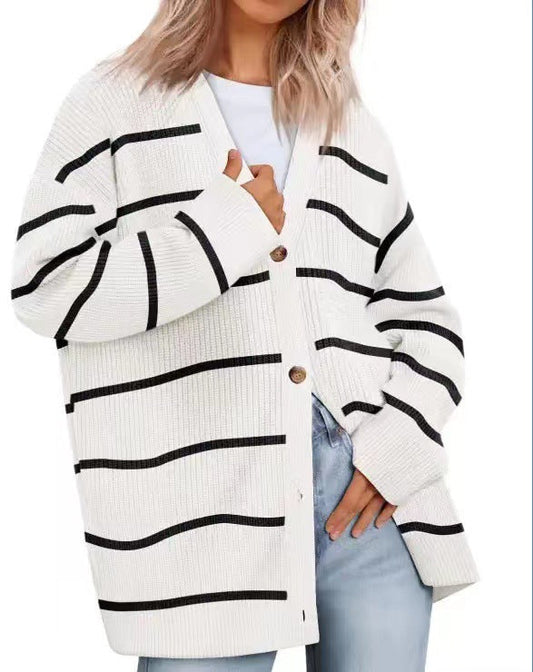 Elwira | Kardigan damski oversize w paski