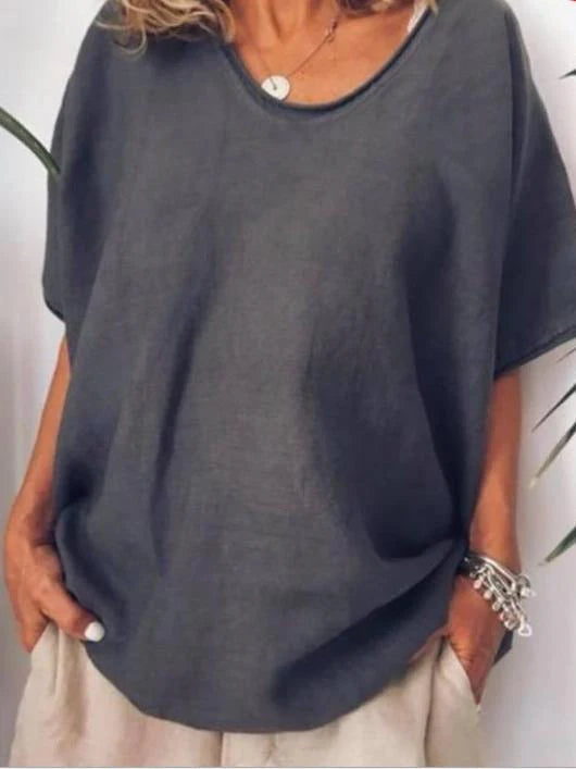 Natalia | Klasyczna bluzka damska o luźnym kroju z krótkim rękawem