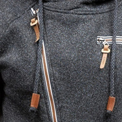 Paul | Bluza męska jesień z kapturem i skośnym zamkiem