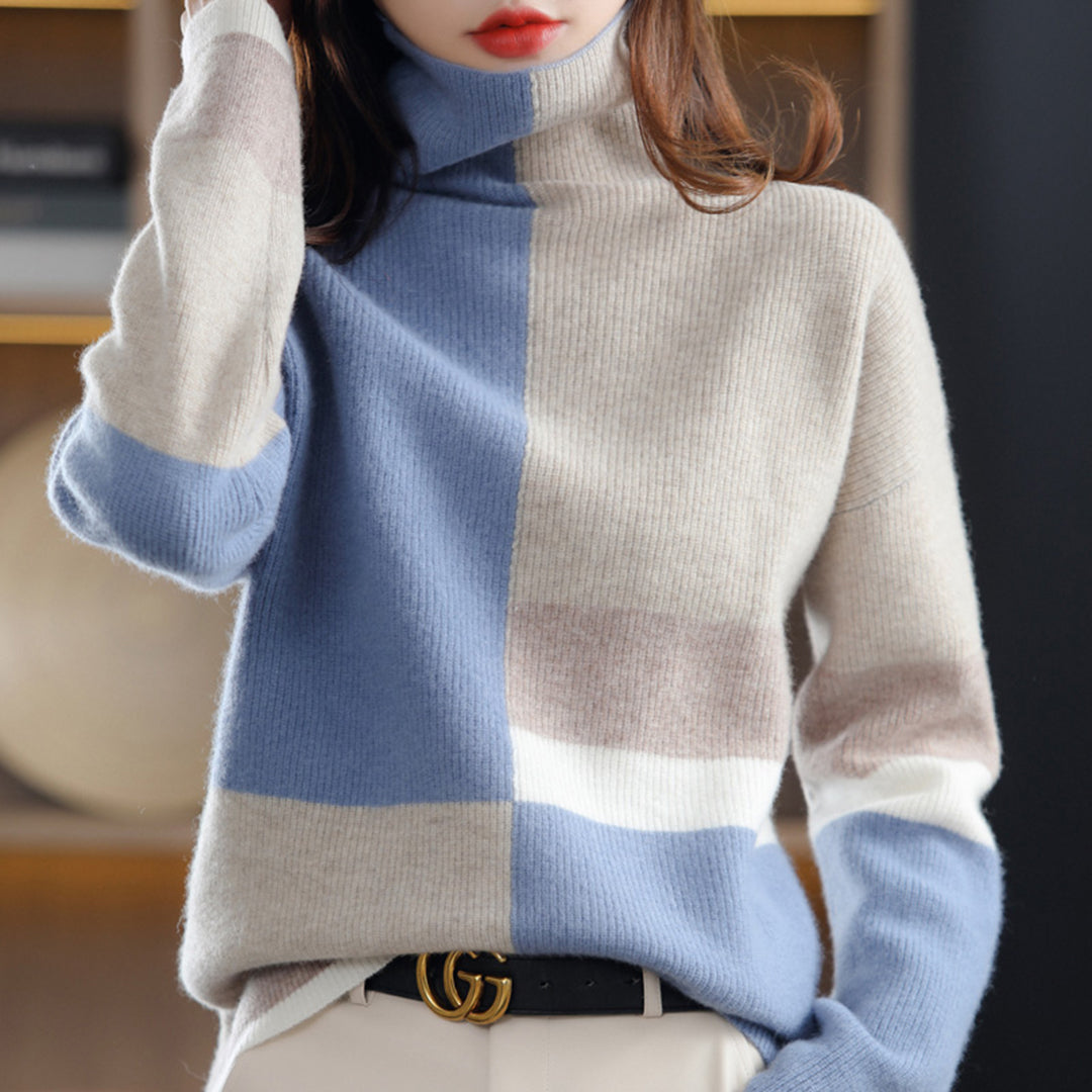 Mila | Golf damski jesień z wzorem colorblock