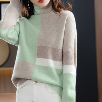 Mila | Golf damski jesień z wzorem colorblock