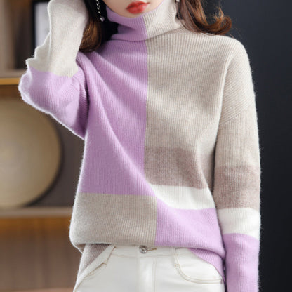 Mila | Golf damski jesień z wzorem colorblock
