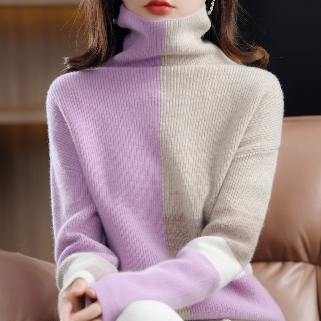 Mila | Golf damski jesień z wzorem colorblock