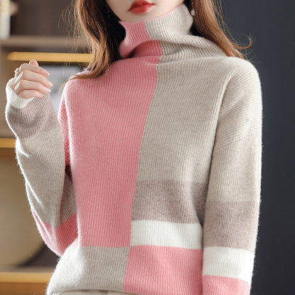 Mila | Golf damski jesień z wzorem colorblock