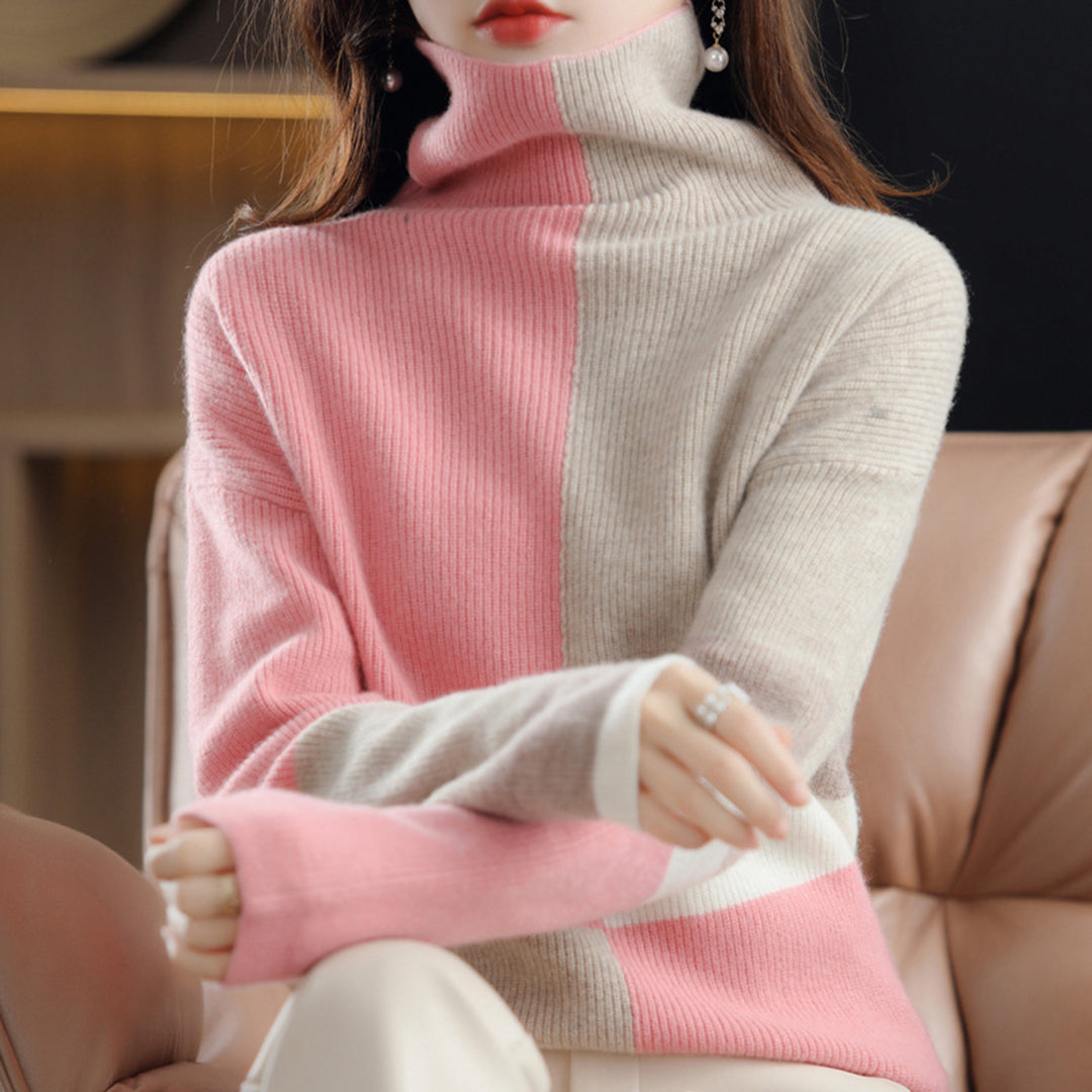 Mila | Golf damski jesień z wzorem colorblock