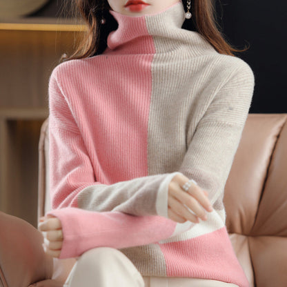 Mila | Golf damski jesień z wzorem colorblock