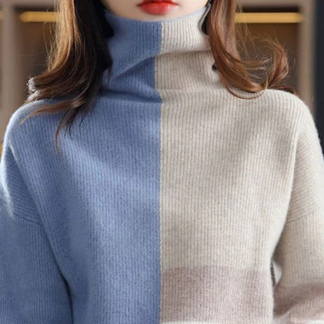 Mila | Golf damski jesień z wzorem colorblock