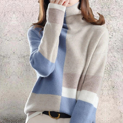 Mila | Golf damski jesień z wzorem colorblock