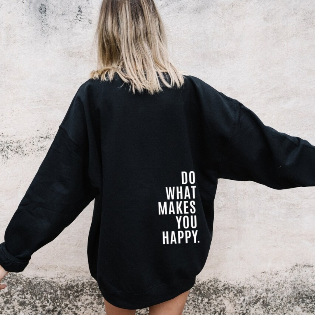 Jagoda | Bluza damska jesień oversize z nadrukiem na plecach