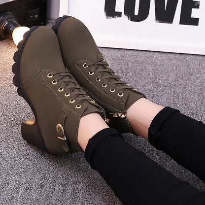 Magda | Botki damskie na grubym obcasie