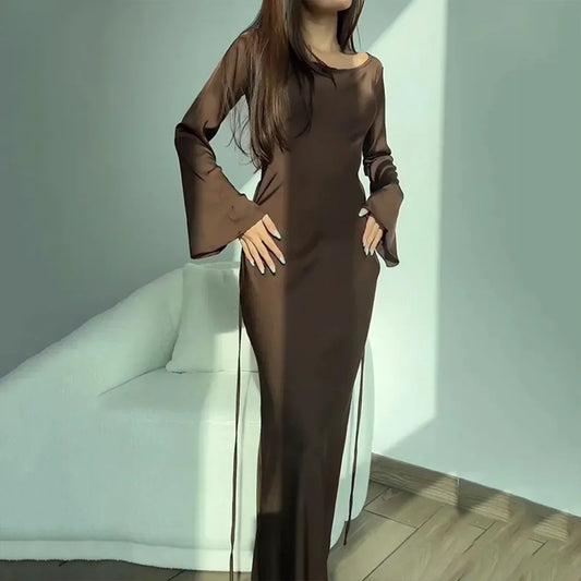 Róża - Elegancka sukienka z długim rękawem damska