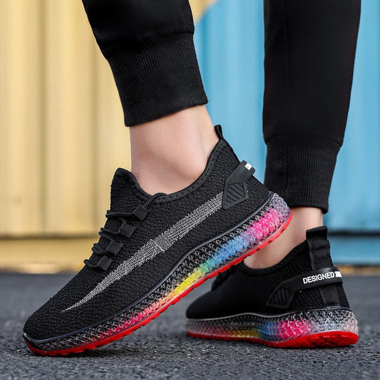 Męskie sneakersy sportowe z kolorową podeszwą – styl i wygoda na co dzień