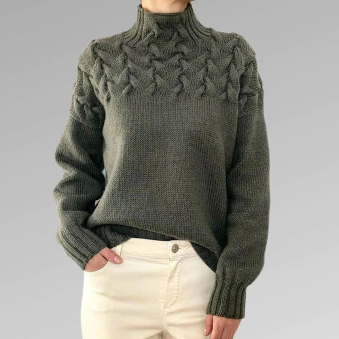 Basia | Ciepły sweter damski jesień z golfem oversize