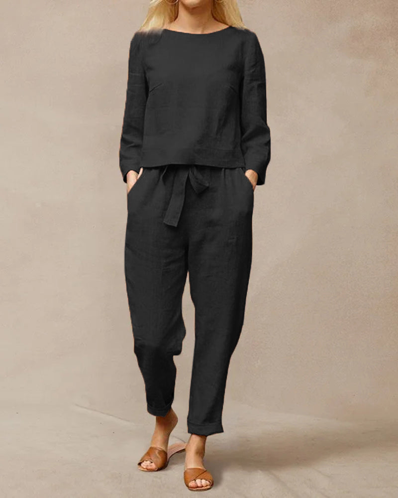 Katarzyna - Komplet damski 2-częściowy - Minimalistyczna i elegancka stylizacja