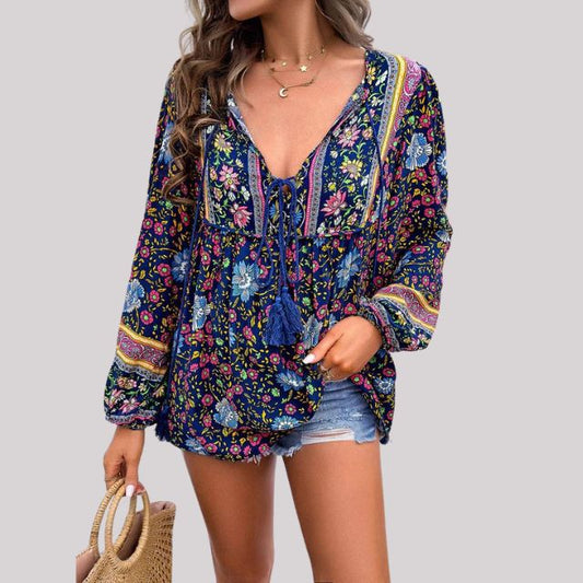 Sylwia - Damska Boho Bluzka - Paisley Wzór dla Unikalnego Stylu