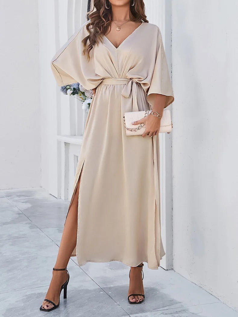 Marzena - Elegancka sukienka z dekoltem w serek damska