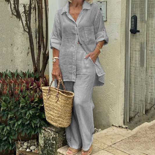 Klara - Komplet damski z bluzką i spodniami - Luźny krój dla casualowego stylu