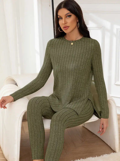 Dominika - Komplet damski 2-częściowy prążkowany - Wygodny i stylowy design