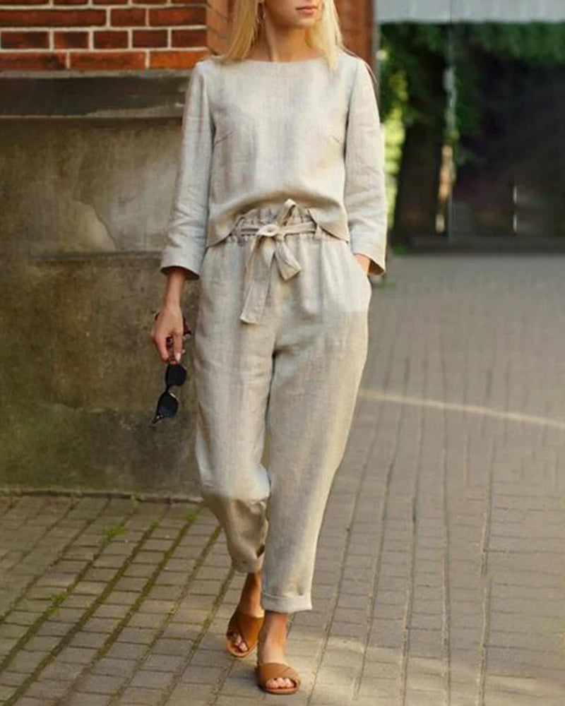Katarzyna - Komplet damski 2-częściowy - Minimalistyczna i elegancka stylizacja