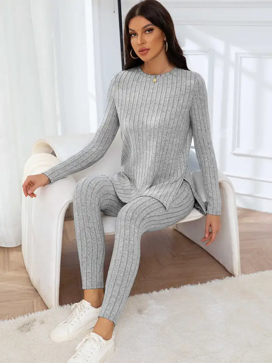 Dominika - Komplet damski 2-częściowy prążkowany - Wygodny i stylowy design